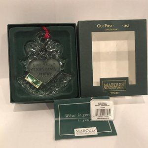 Marquis By Waterford Crystal 2002 Our First Christmas Heart Ornament